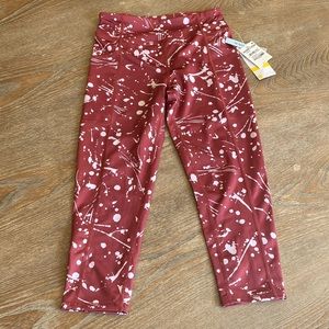 New girls Zella pink mauve Nessie print high waist crop leggings sz large 10/12